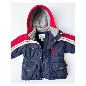 OshKosh Navy Red White Boys Puffer Jacket with Detachable Hoodie Small 4